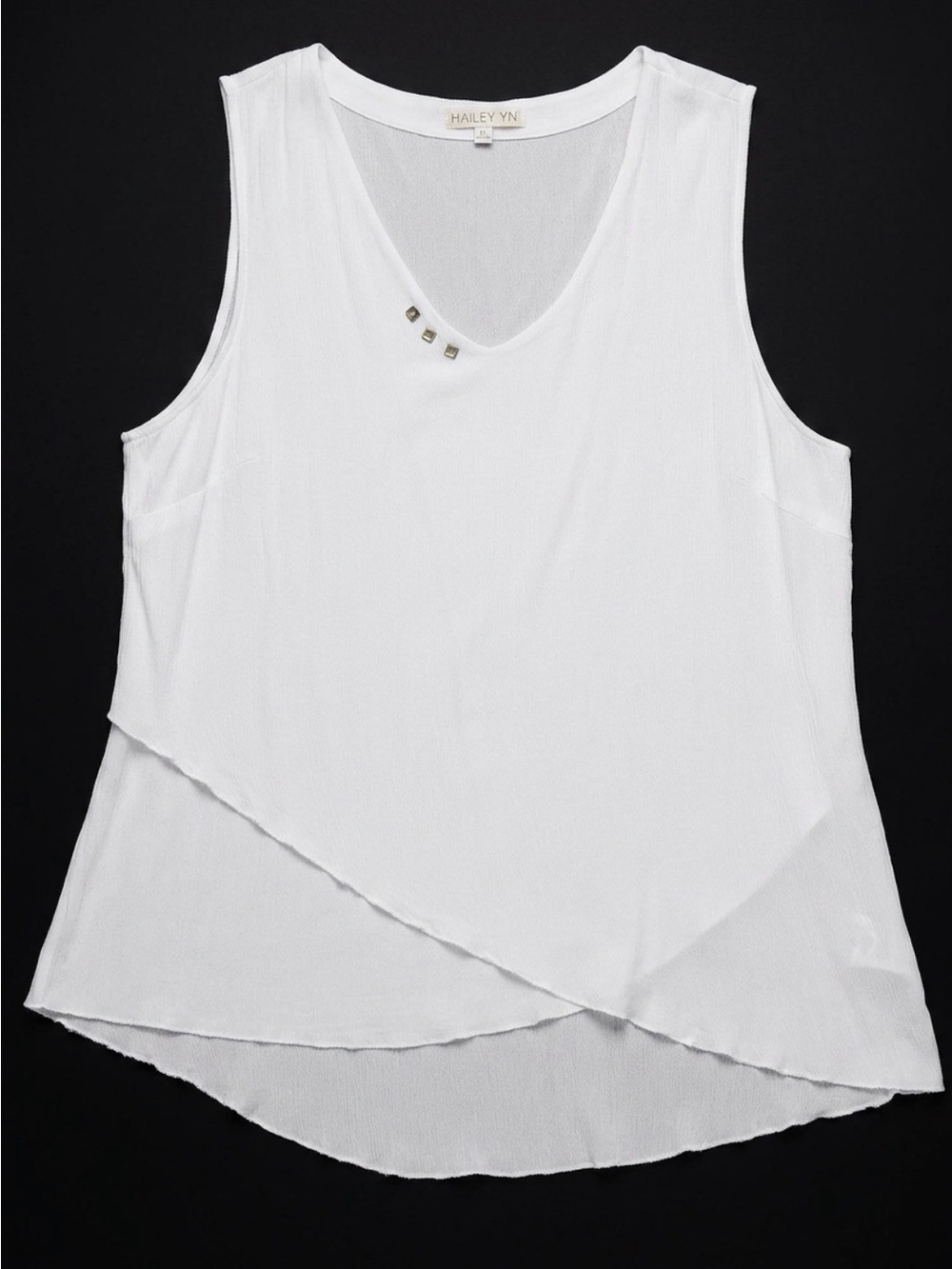 Hailey N White Layered V-Neck Sleeveless Tank